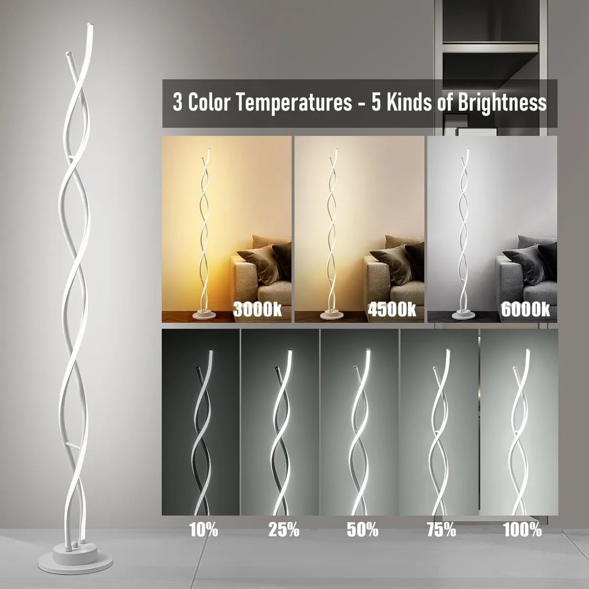 Floor Lamp LED Lamps for Living Room 3 Color - Image 2