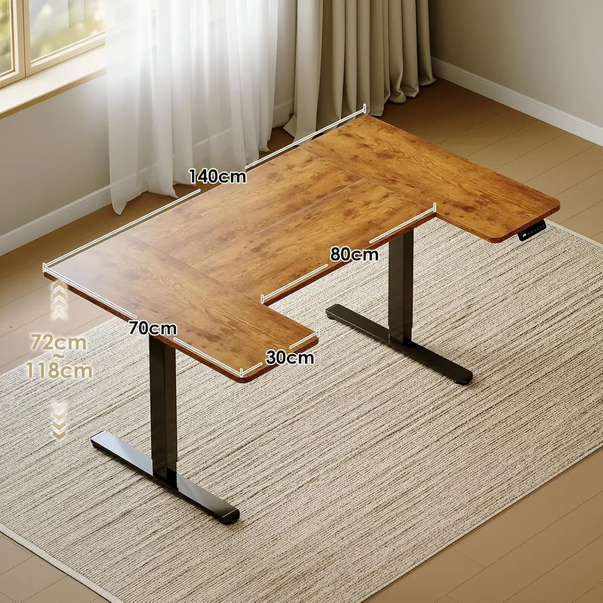 Electric Standing Desk 140cm U Shaped Height - Image 2