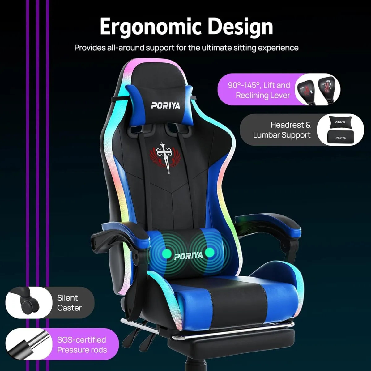 Gaming Chair with Adjustable Backrest Ergonomic - Image 3