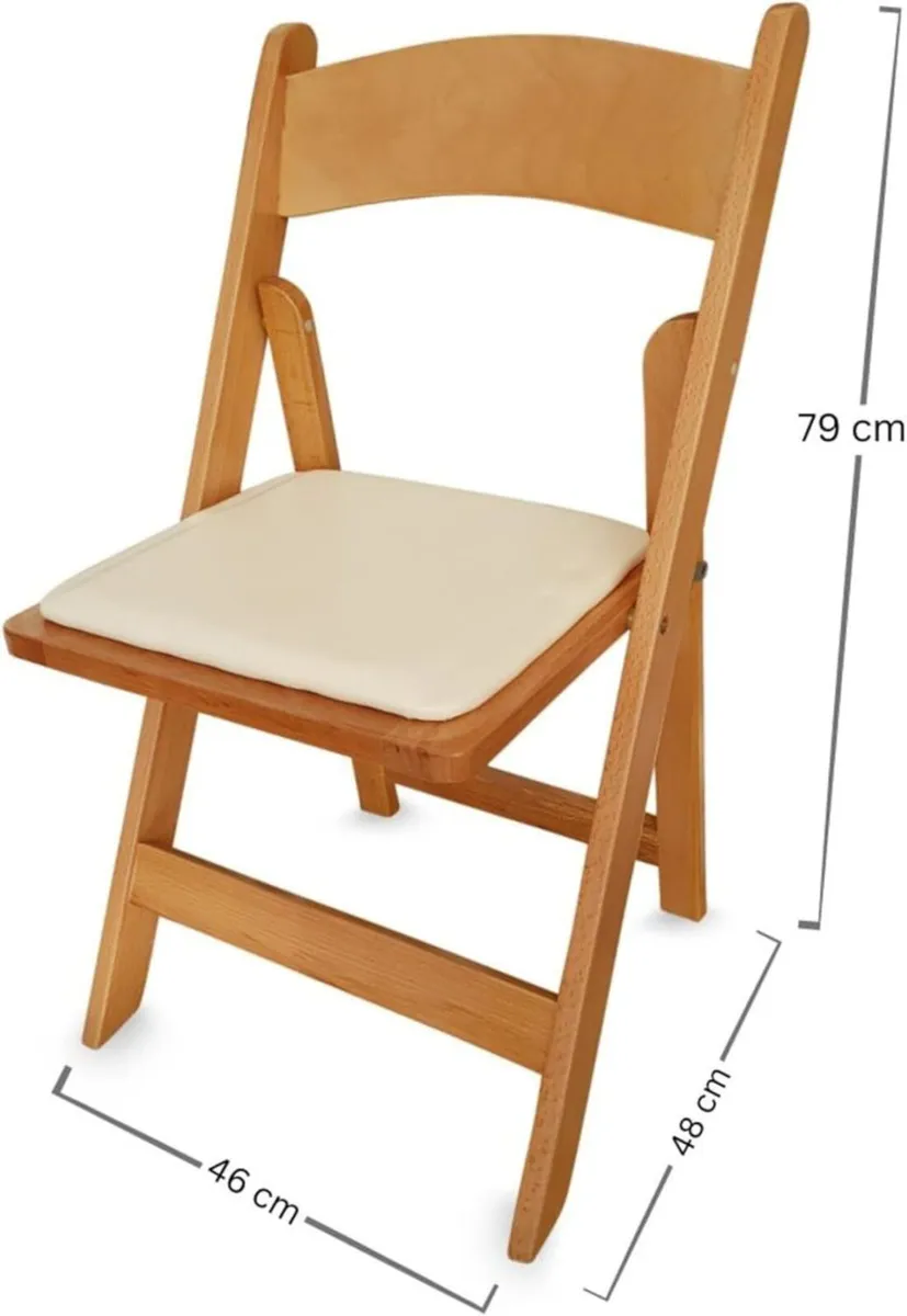 Wooden Folding Dining Chair – Padded Seat - Image 2