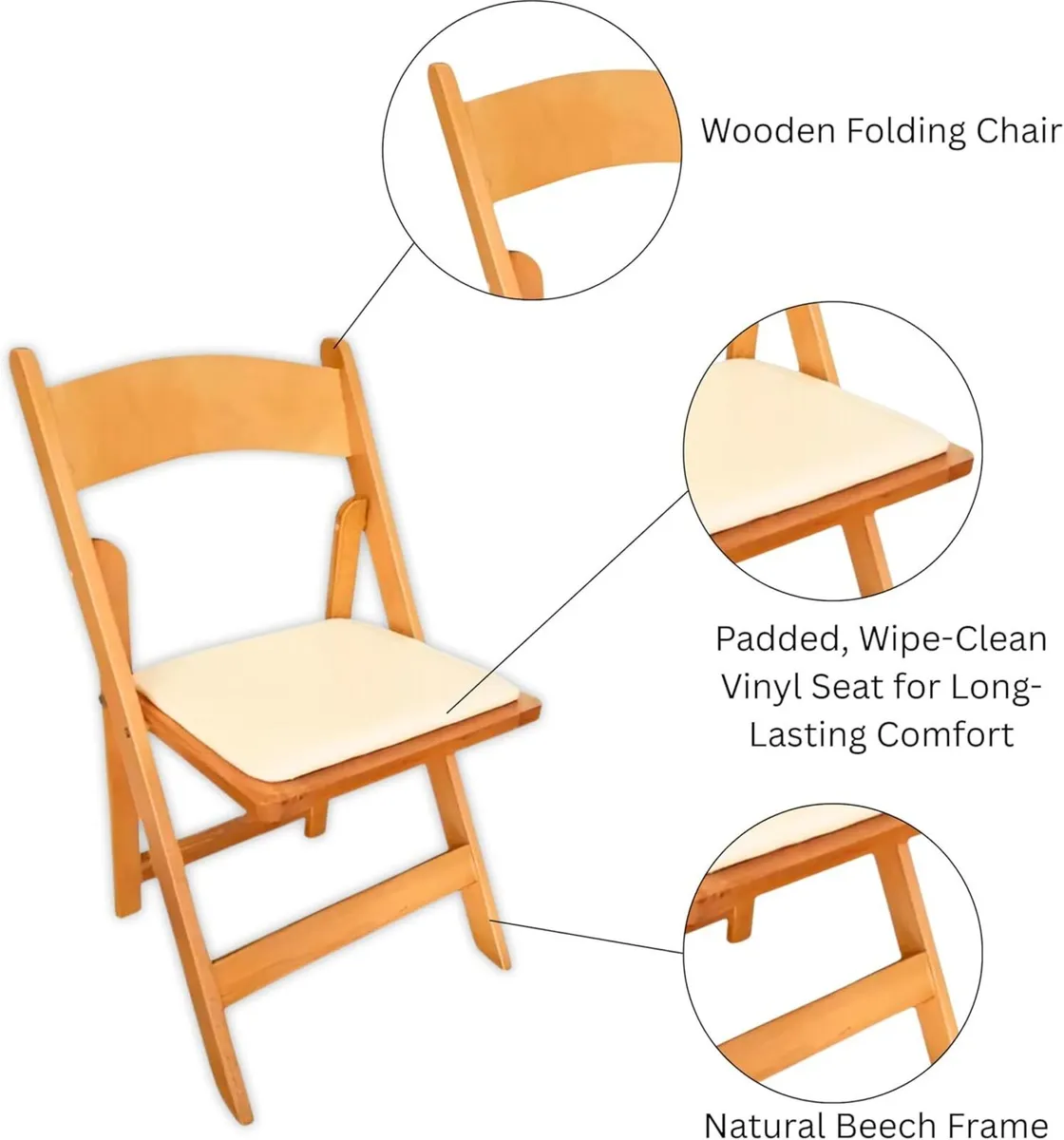 Wooden Folding Dining Chair – Padded Seat - Image 4