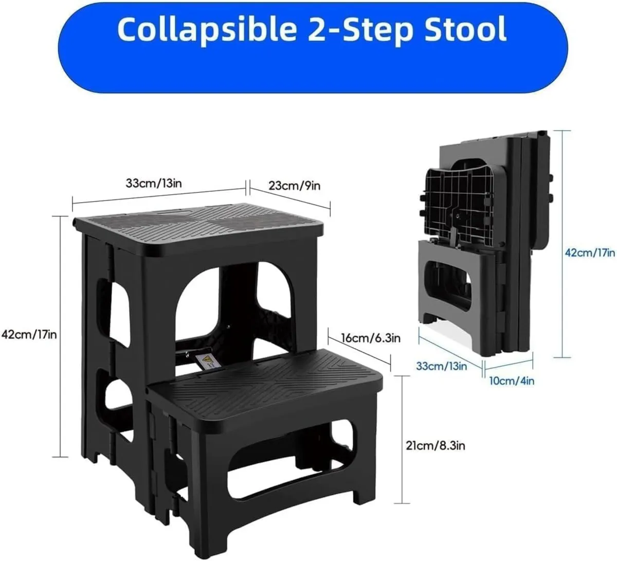 8x17inch Collapsible 2-Step Stool Non-Slip Hot - Image 3