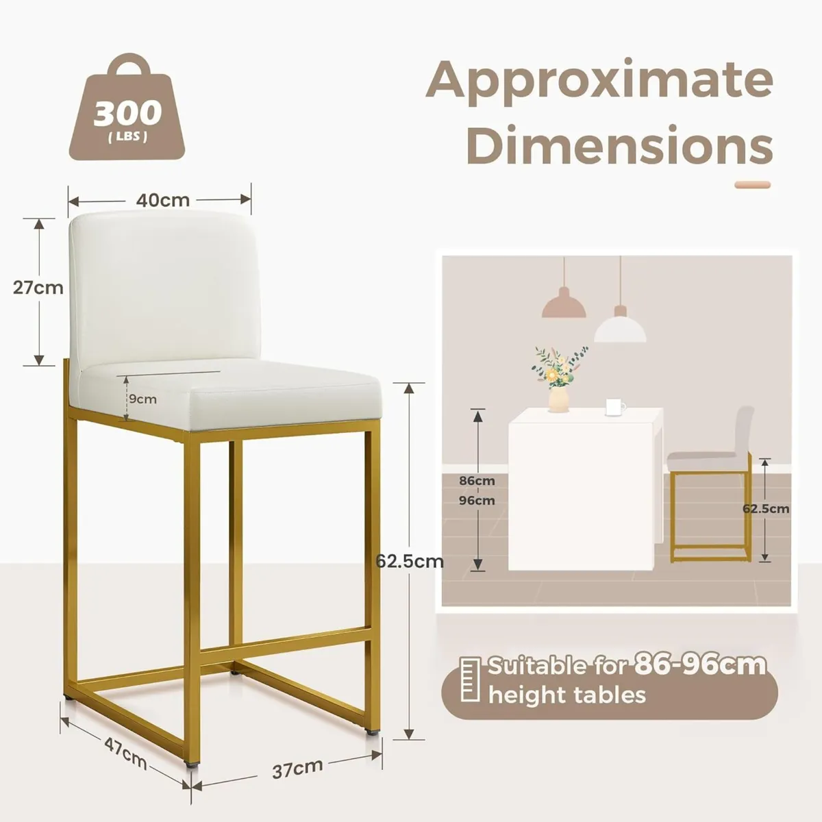 24 Bar Stools Set of 2 Breakfast Chair Pu - Image 2