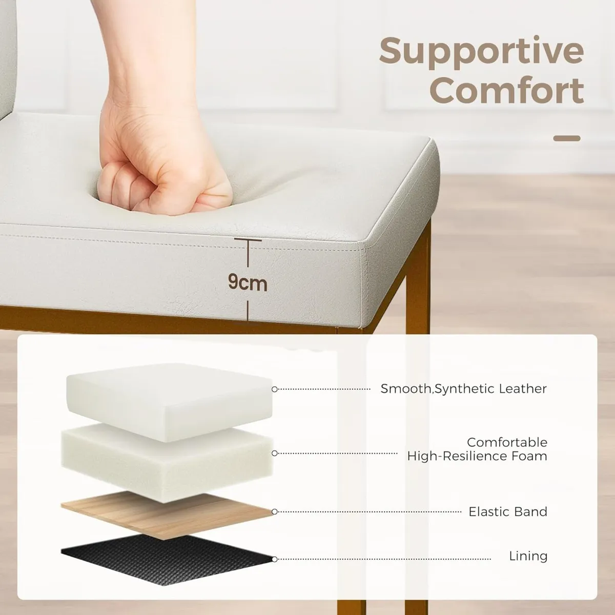 24 Bar Stools Set of 2 Breakfast Chair Pu - Image 4