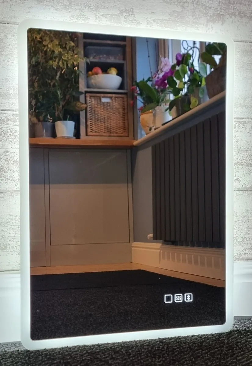 LED Bathroom Mirror 50x70cm Dual LED Speakers - Image 2