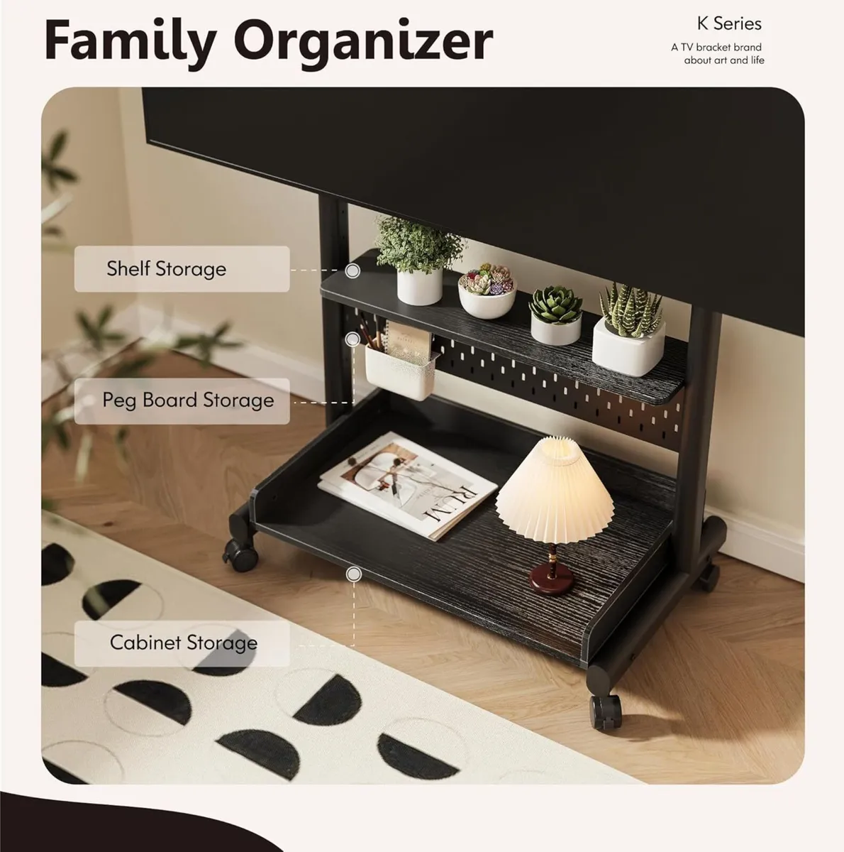 TV Floor Stand on Wheels for 40-85 Screens - Image 2