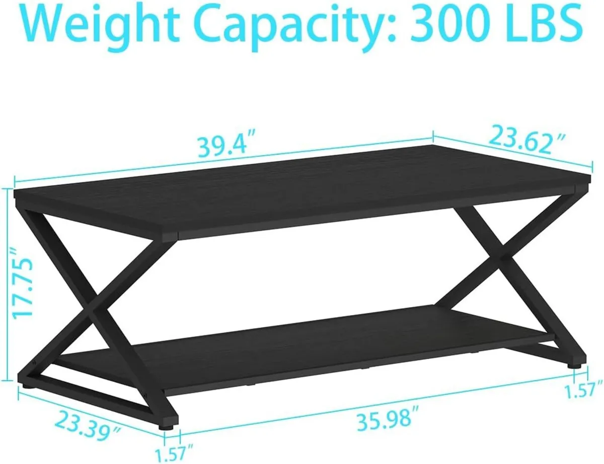 Black Modern Minimalist Metal Wood Living Room - Image 2