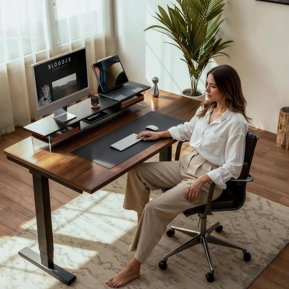 Monitor Stand Acrylic 42.5 Inch Dual Riser with - Image 2