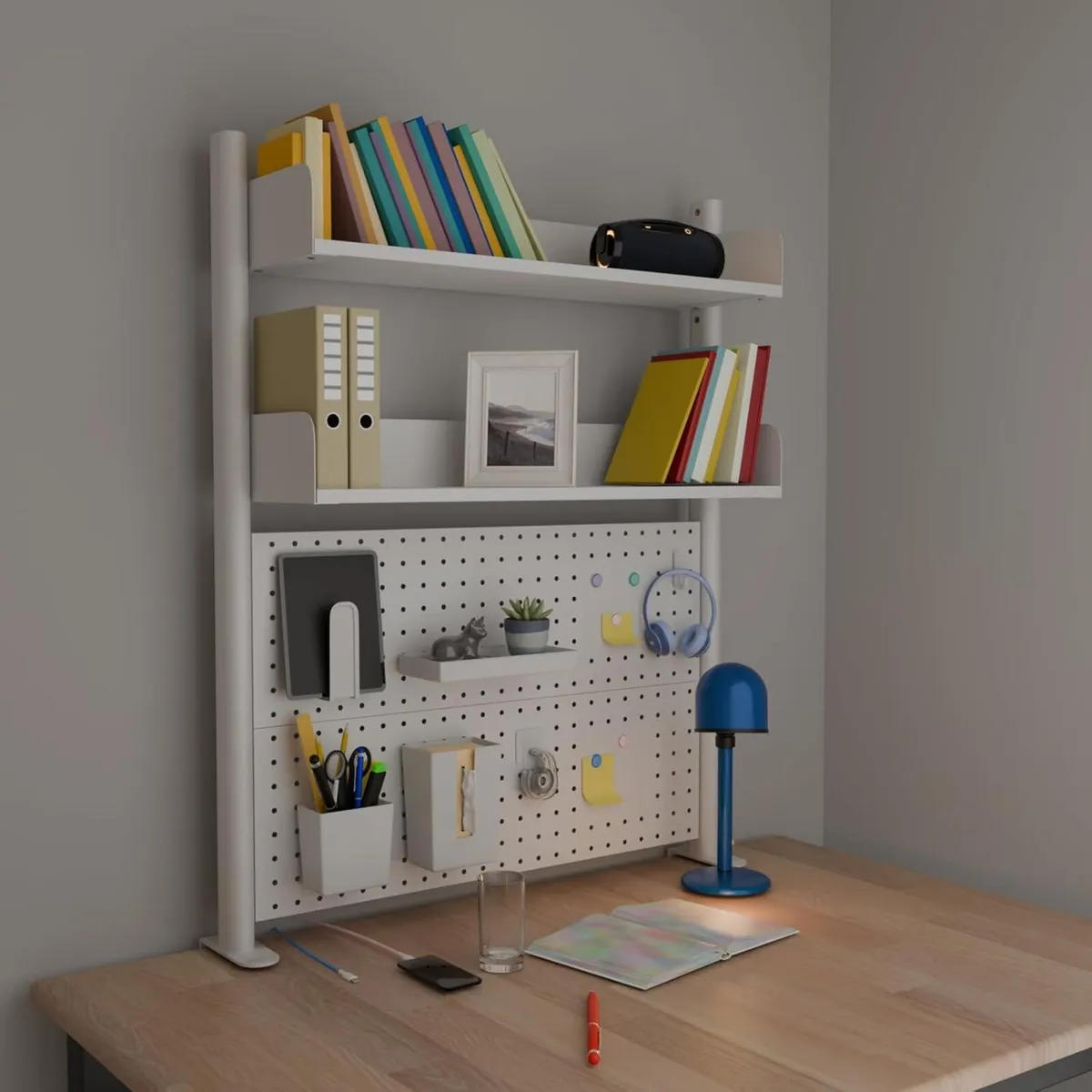 Clamp-on 2-Tier Desk Shelf White 80CM Desktop - Image 2