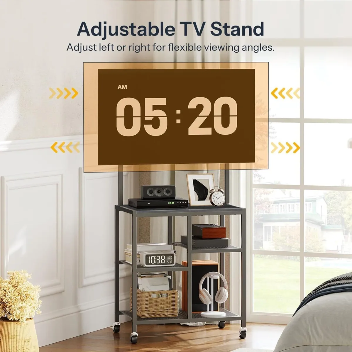 Mobile TV Stand on Wheels Rolling with Storage - Image 3