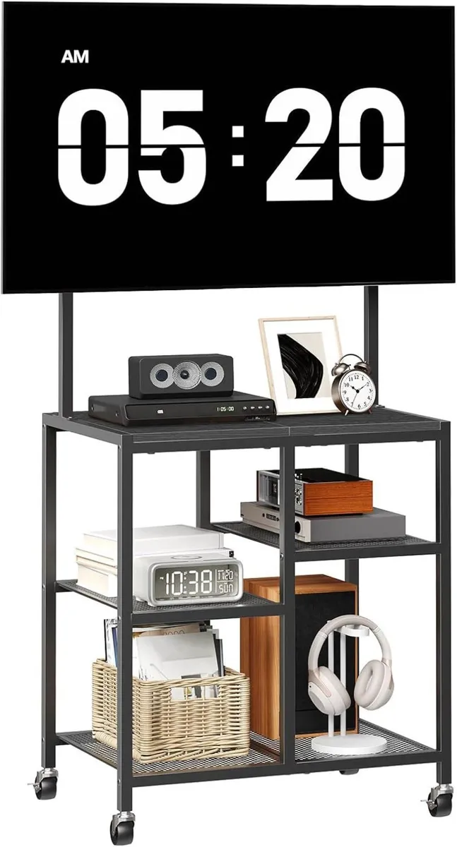 Mobile TV Stand on Wheels Rolling with Storage - Image 1
