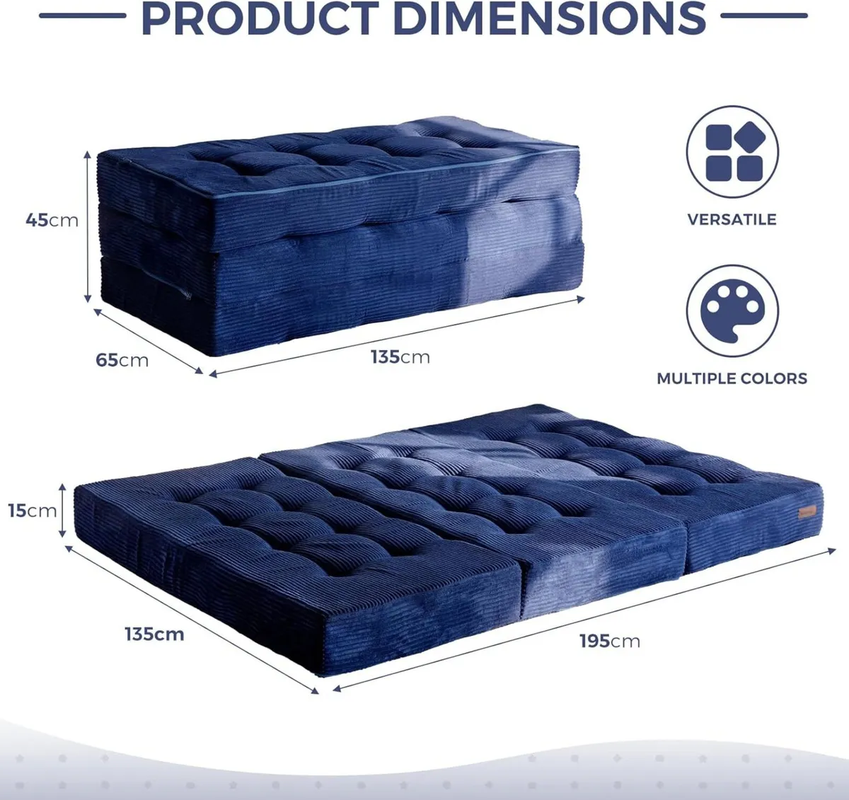 Folding Mattress Double Comfy Corduroy Foldable - Image 2