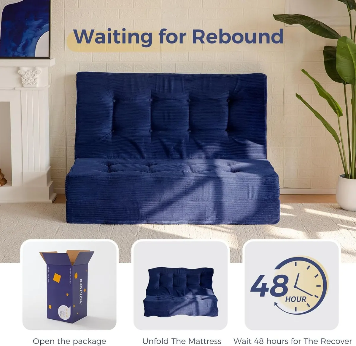 Folding Mattress Double Comfy Corduroy Foldable - Image 4