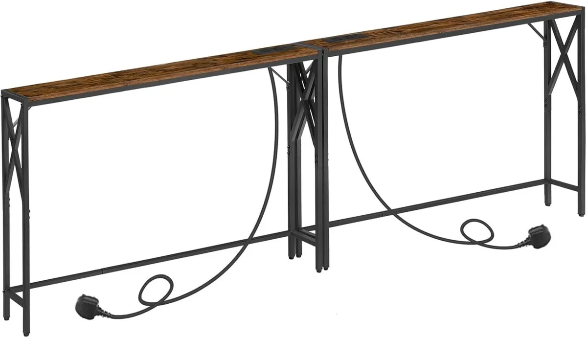 2 Pack Console Table with Charging Station 100 CM - Image 1