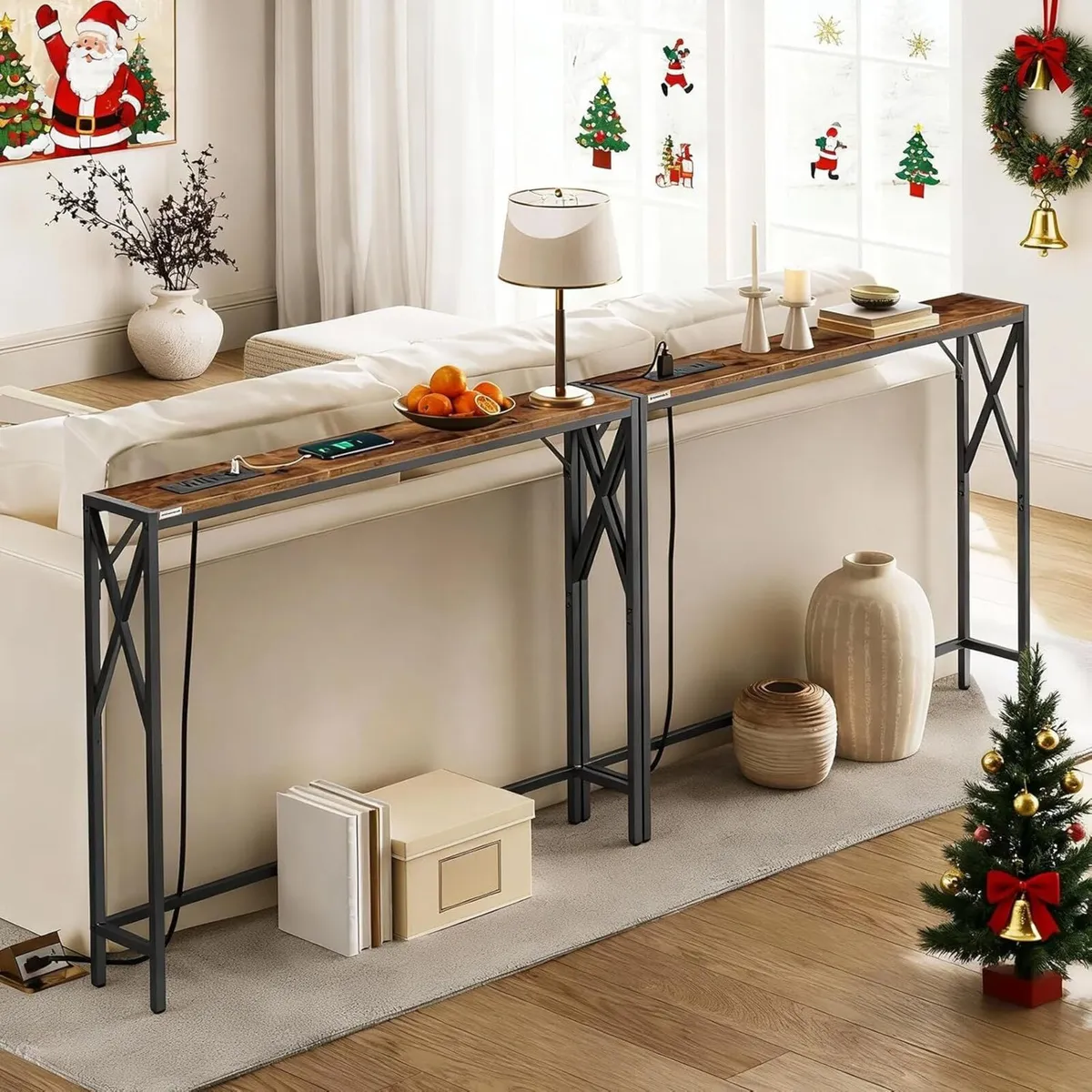 2 Pack Console Table with Charging Station 100 CM - Image 2