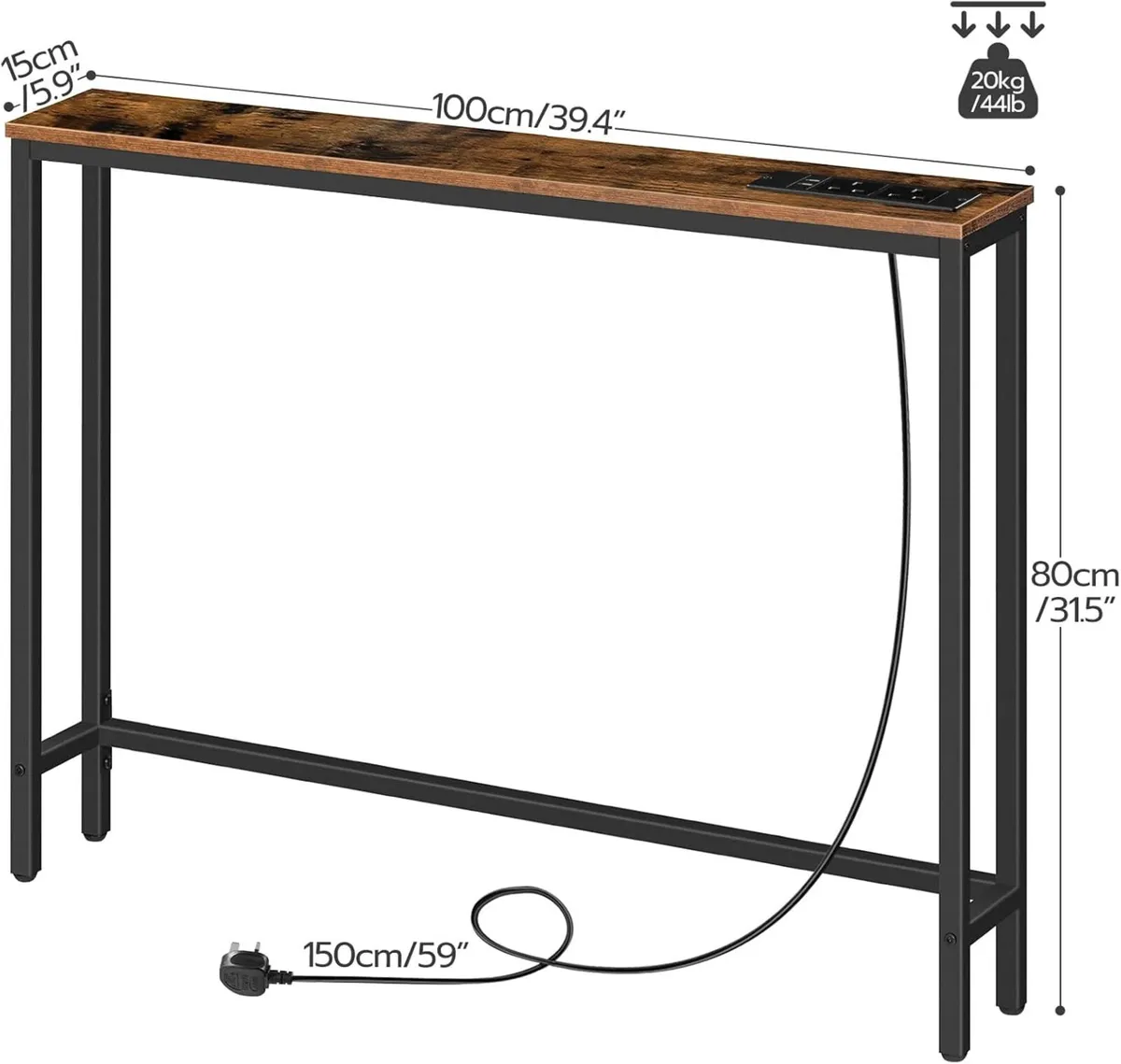 Slim Console Table with Charging Station Hallway - Image 3