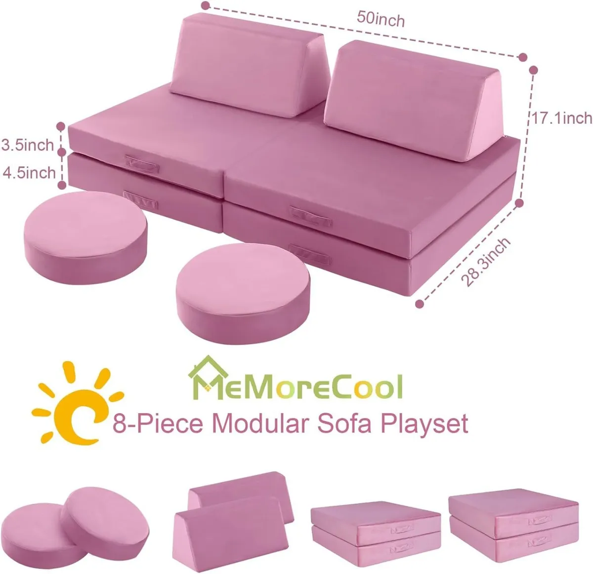 Kids Play Sofa Bed Modular Toddler Armchair Couch - Image 3