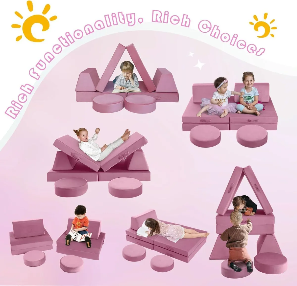 Kids Play Sofa Bed Modular Toddler Armchair Couch - Image 4