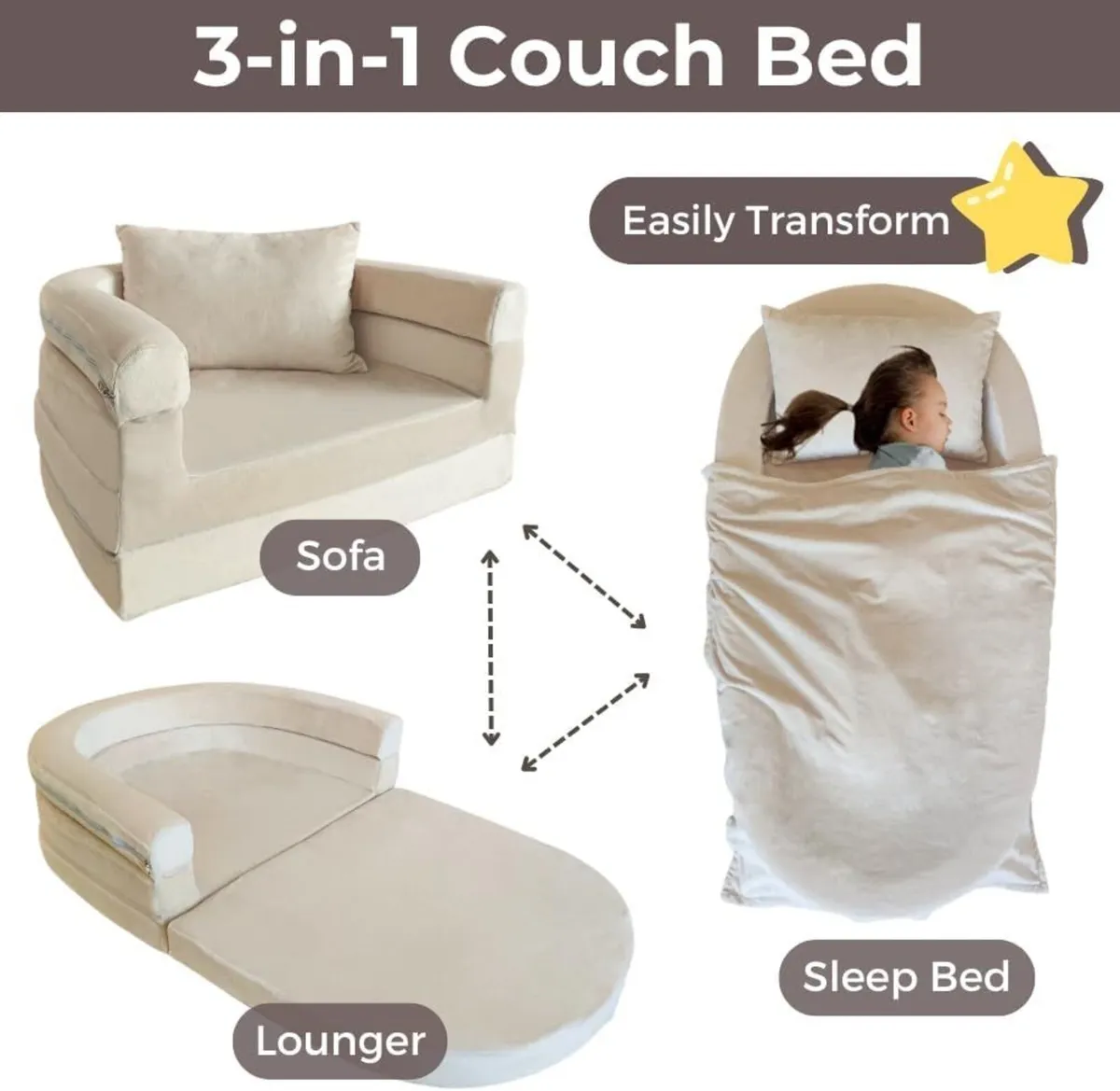 Kids Foam Couch with Blanket Pillow Pre-Assembled - Image 3