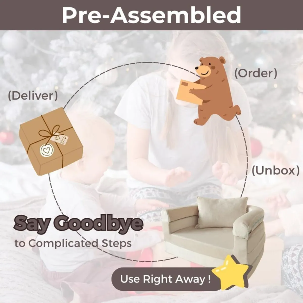 Kids Foam Couch with Blanket Pillow Pre-Assembled - Image 4