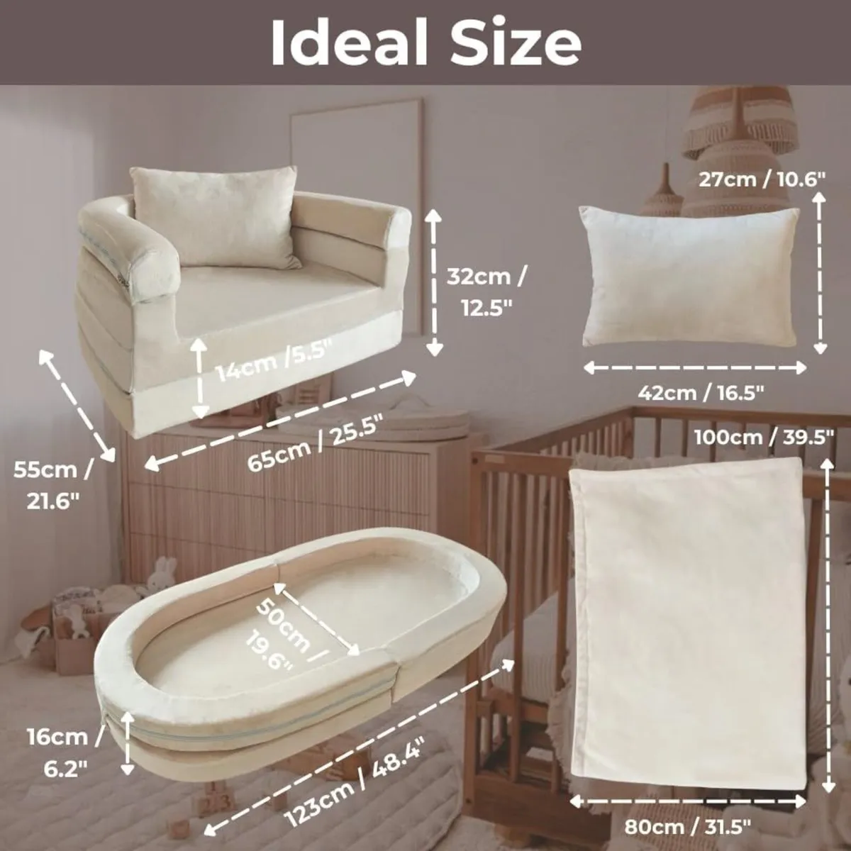 Kids Foam Couch with Blanket Pillow Pre-Assembled - Image 2