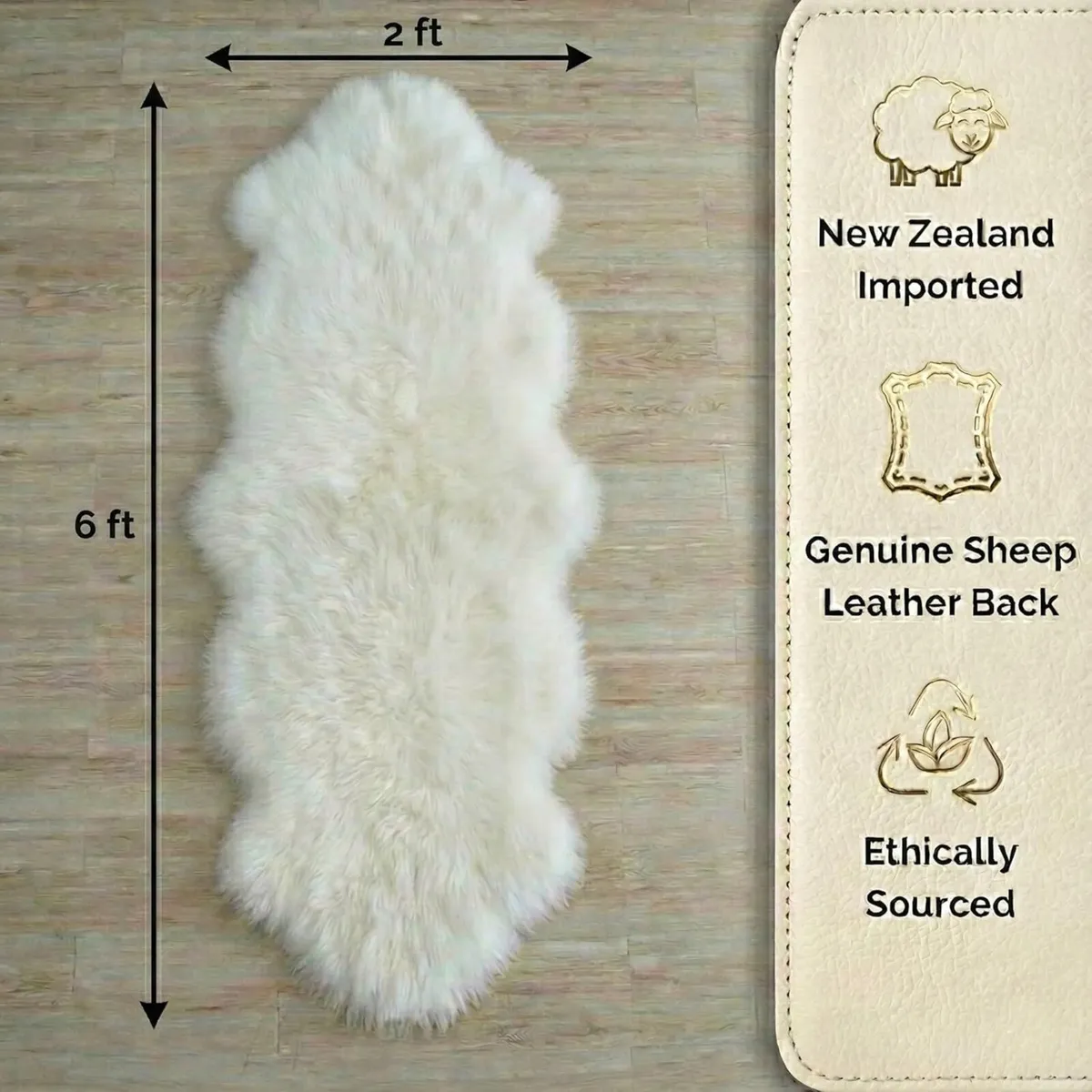 Double Sheepskin Rug 180x60 cm Genuine New - Image 2