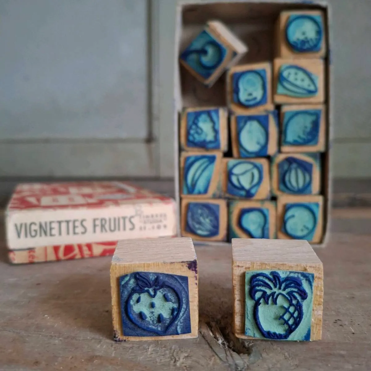 1950's Vignettes Fruits Printing Blocks - Image 1