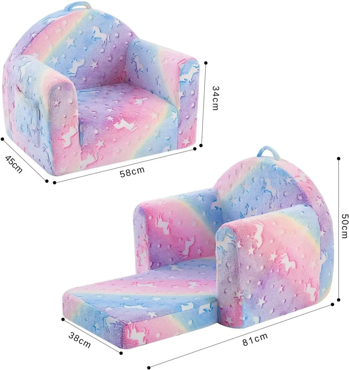 Kid Couch Comfy Plush Toddler Chair Kids Glow - Image 3