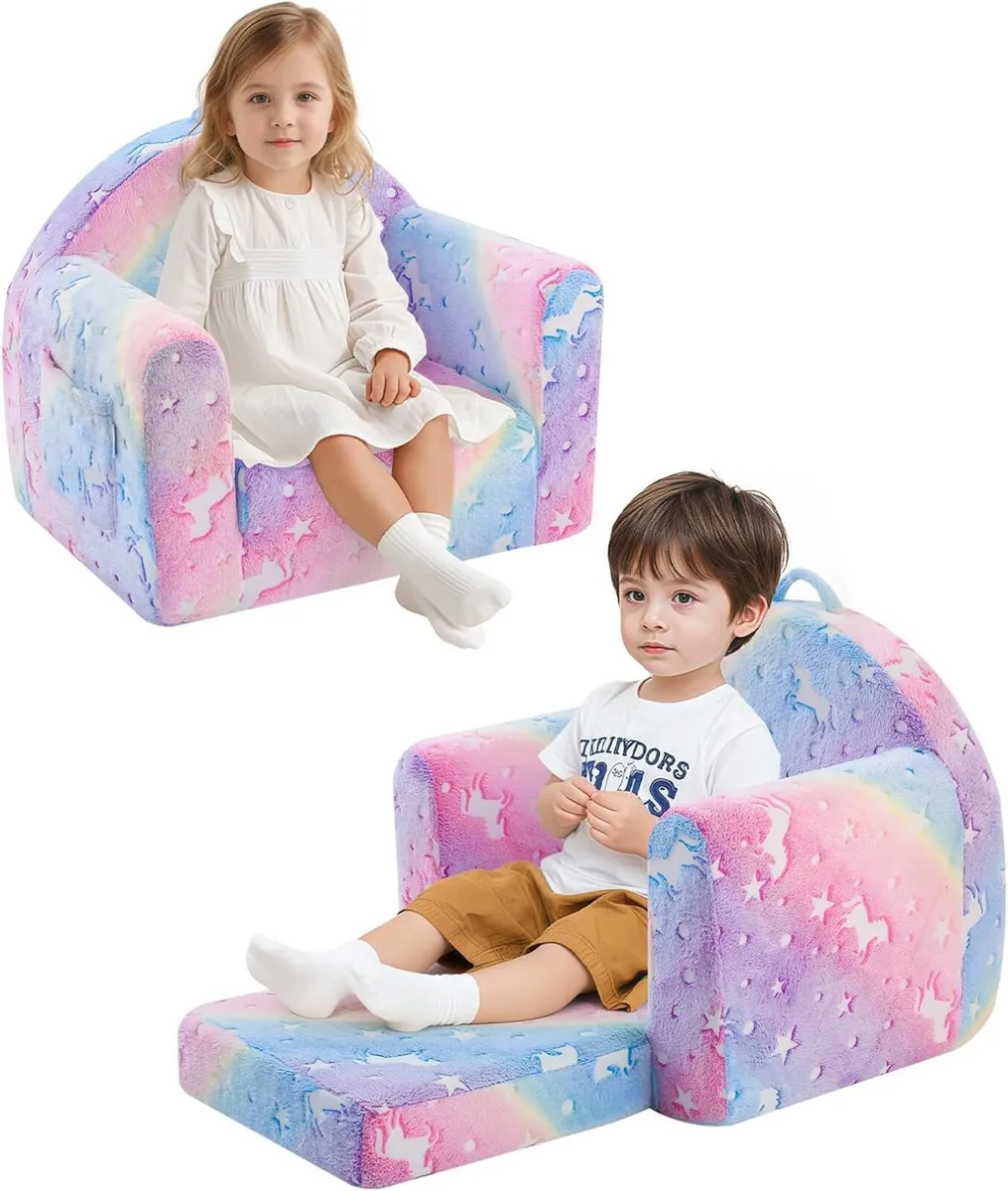 Kid Couch Comfy Plush Toddler Chair Kids Glow - Image 1
