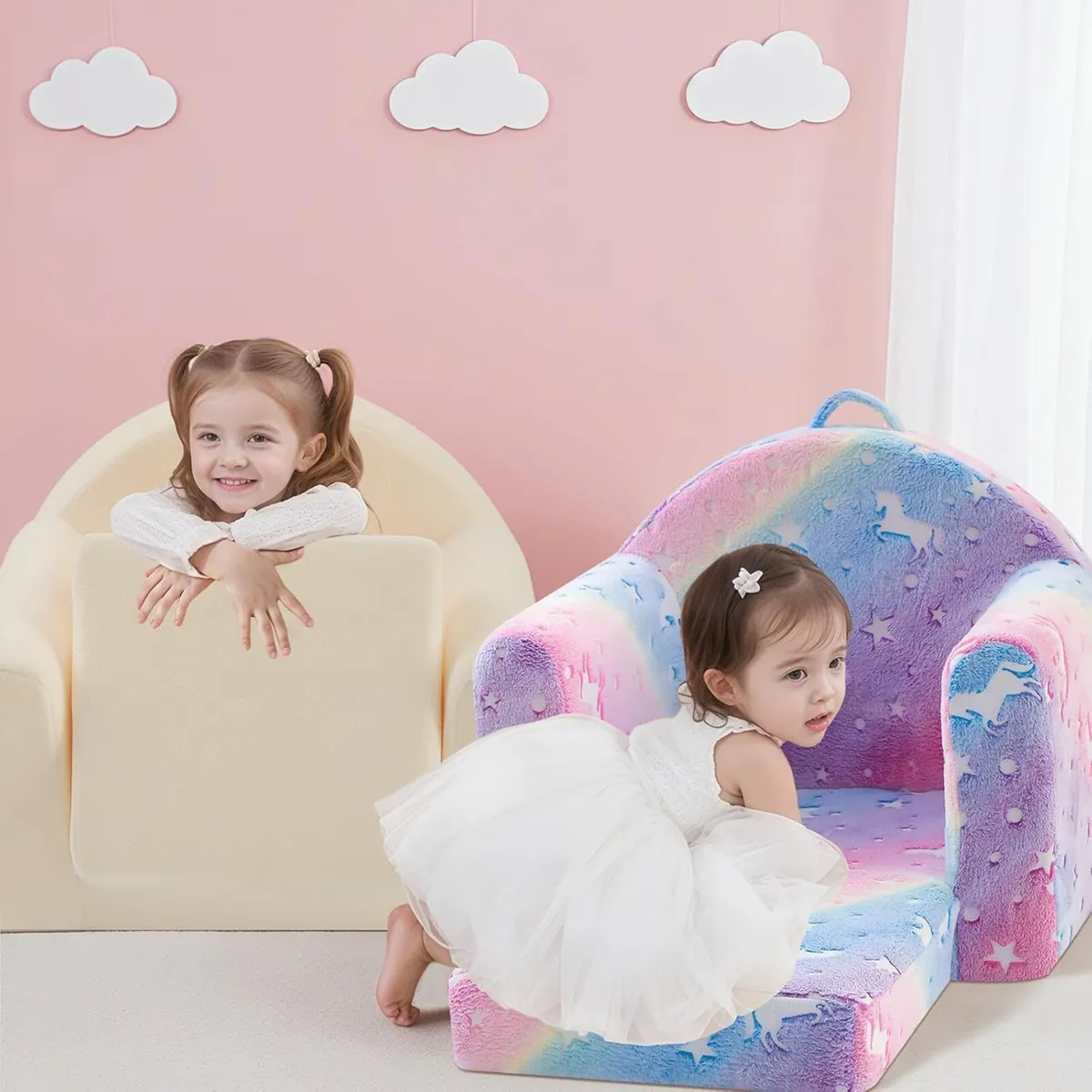 Kid Couch Comfy Plush Toddler Chair Kids Glow - Image 2