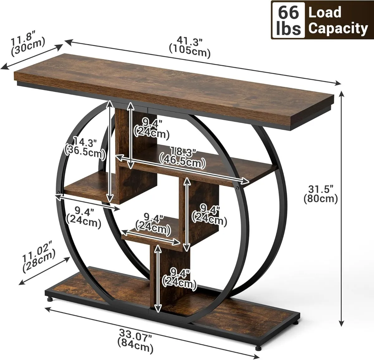 Pampaic Console Table 5-Tier Slim Sofa 105 x 30 - Image 3