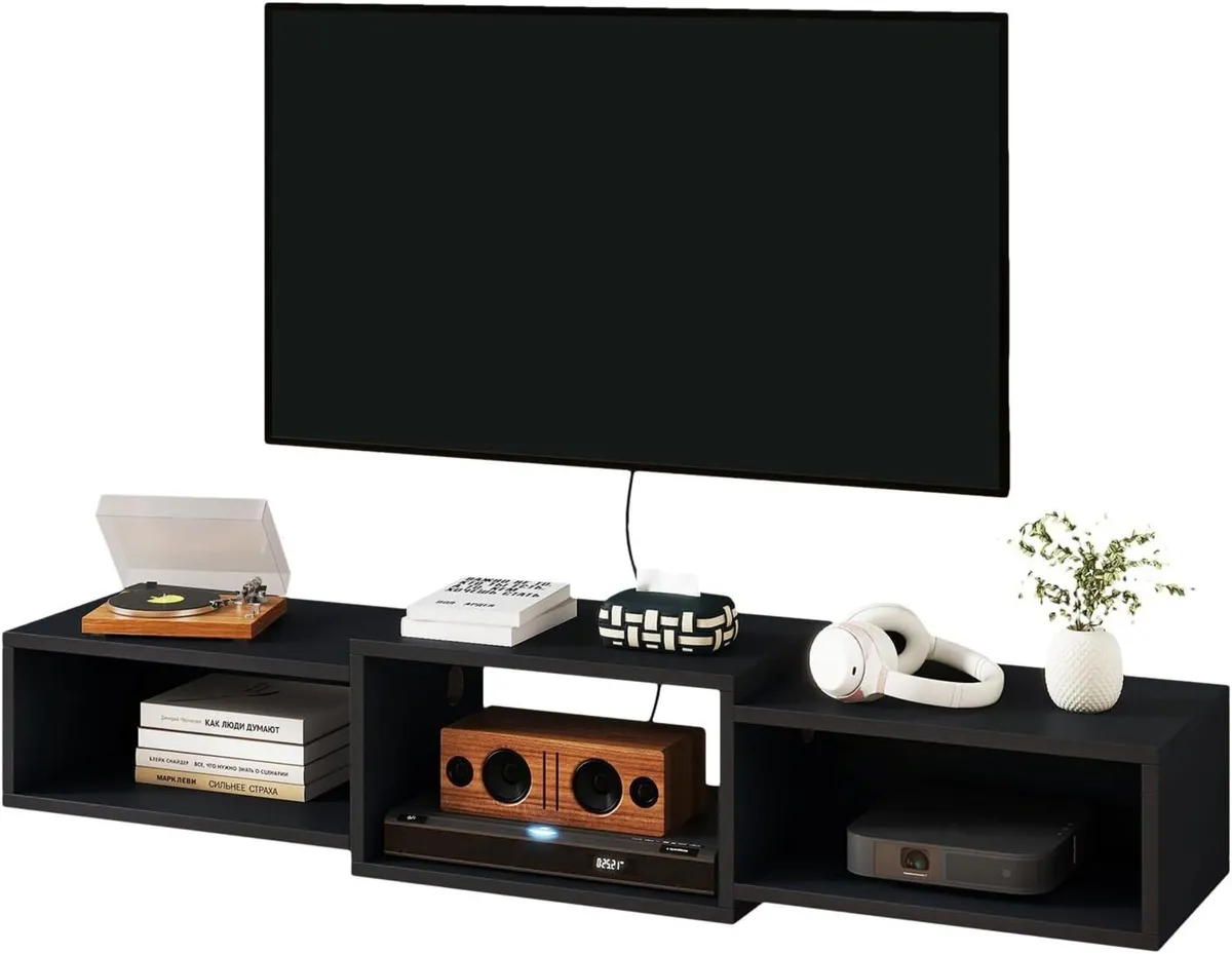Floating TV Stand Wall Mounted Wood Cabinet Media - Image 1