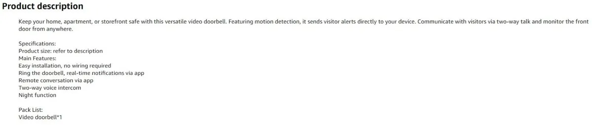 Wireless Doorbell with Camera, Motion Detection - Image 4