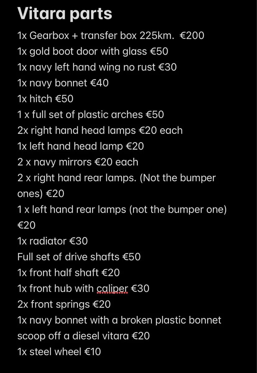 Suzuki vitara parts - Image 1