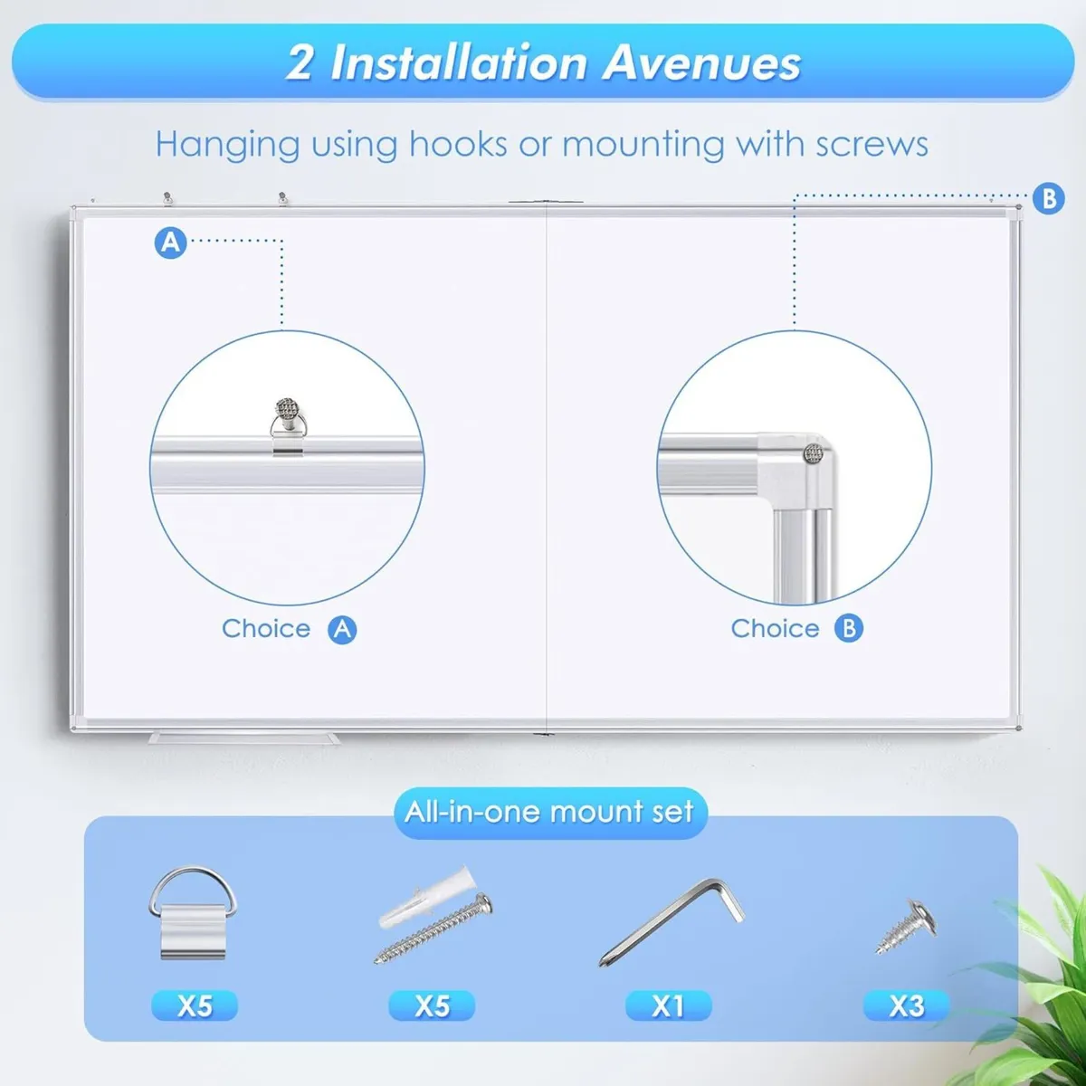 Whiteboard 120 x 90 cm Magnetic White Board for - Image 3