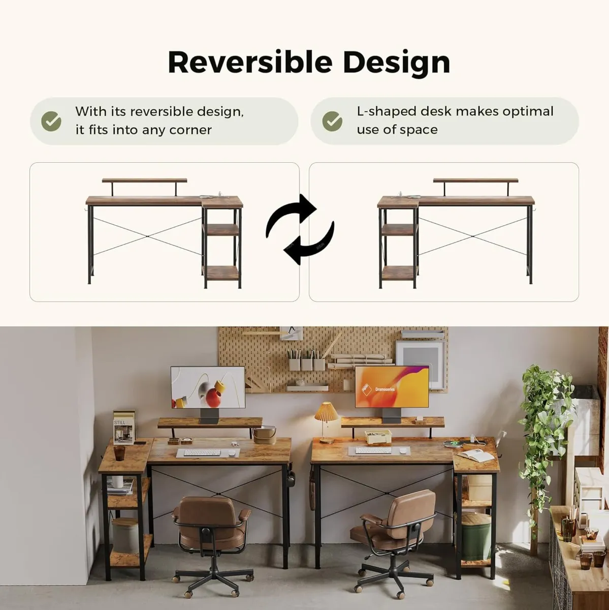 Small L-Shaped Desk with LED 100x70cm Computer - Image 4