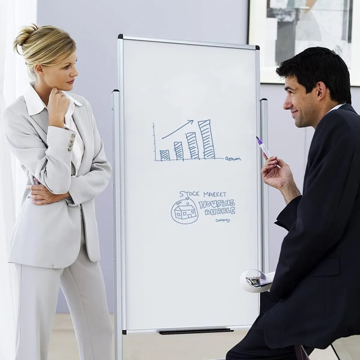 Double-Sided Magnetic Stand Whiteboard Aluminium - Image 2