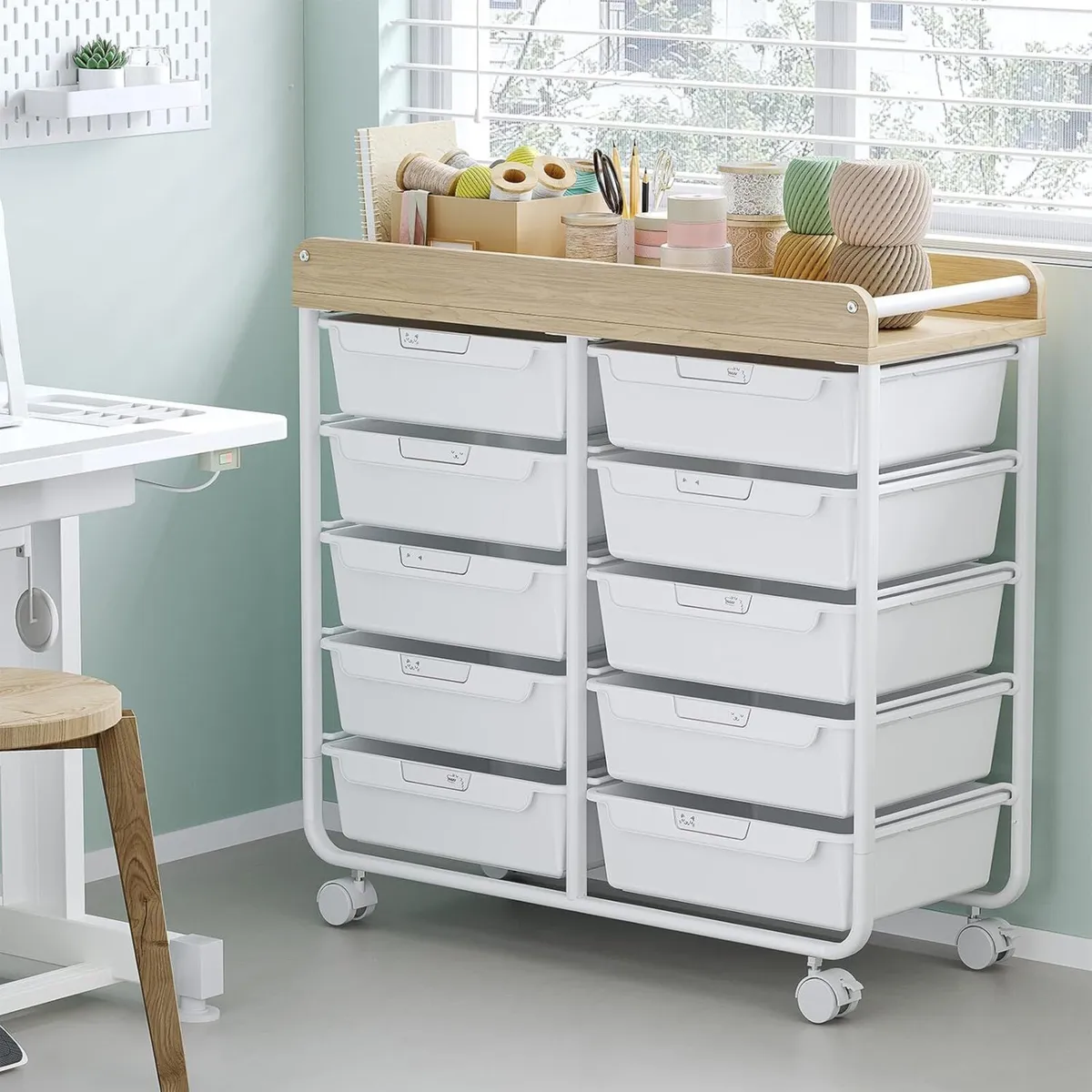 Rolling-Utility-Storage-Trolley-Cart-Craft-Organiz - Image 2