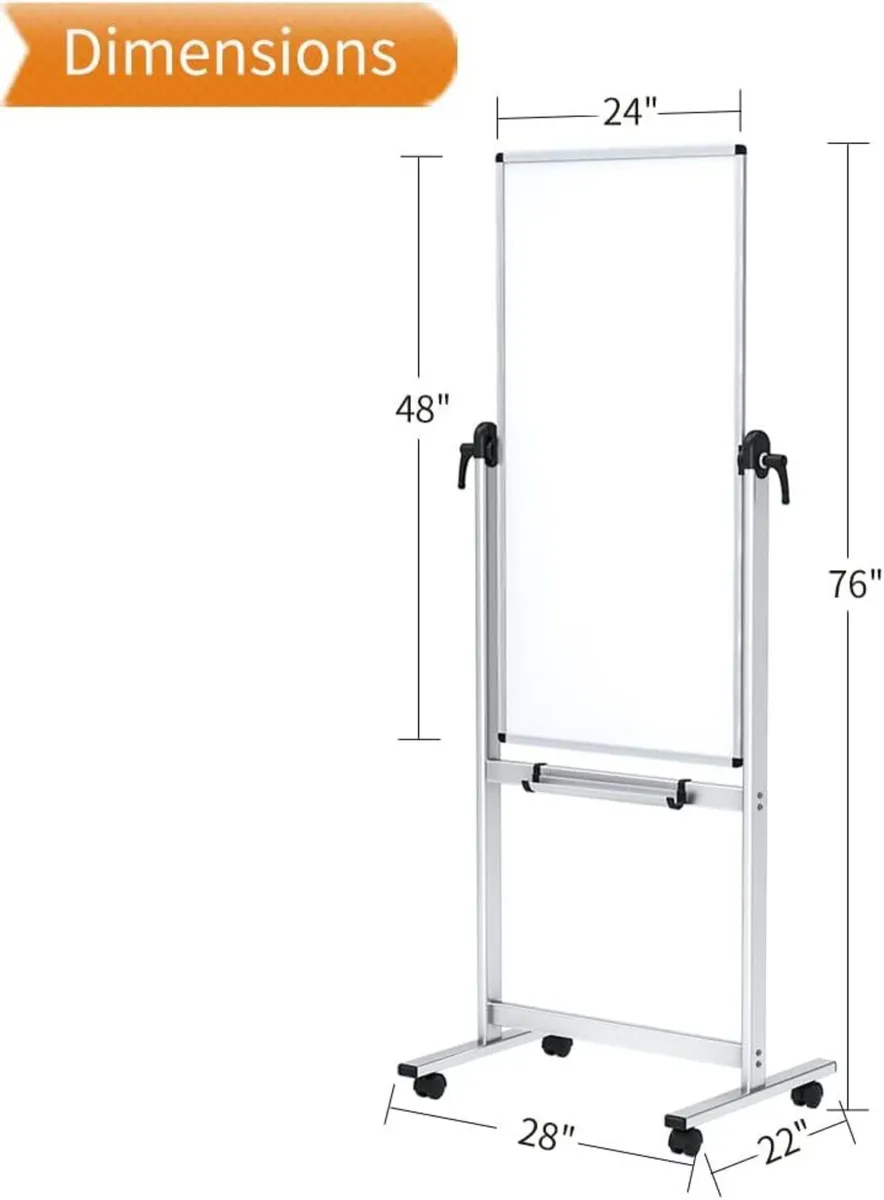 Double-Sided Magnetic Revolving Mobile Whiteboard - Image 3