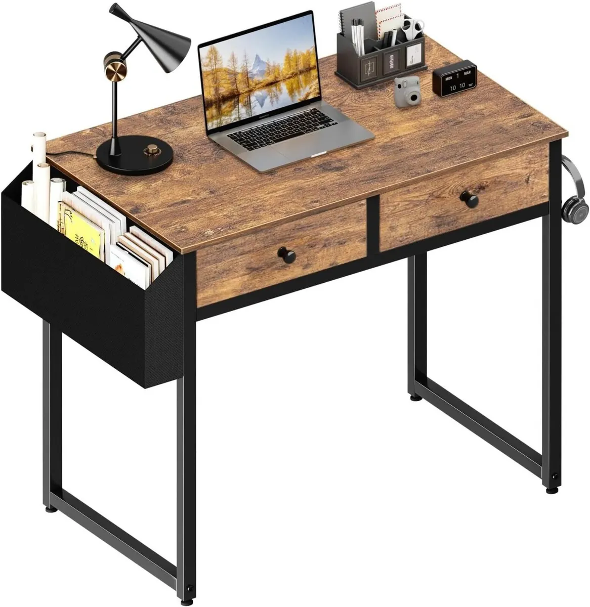 Small Computer Desk with 2 Drawers 80cm Home - Image 1