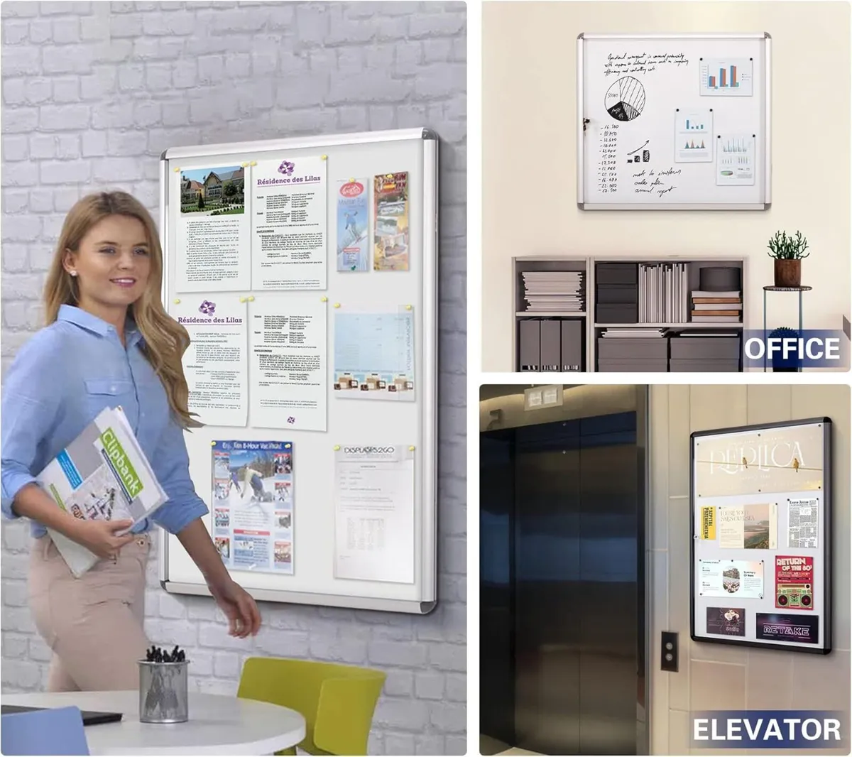 Swansea Enclosed Bulletin Board Lockable White - Image 2