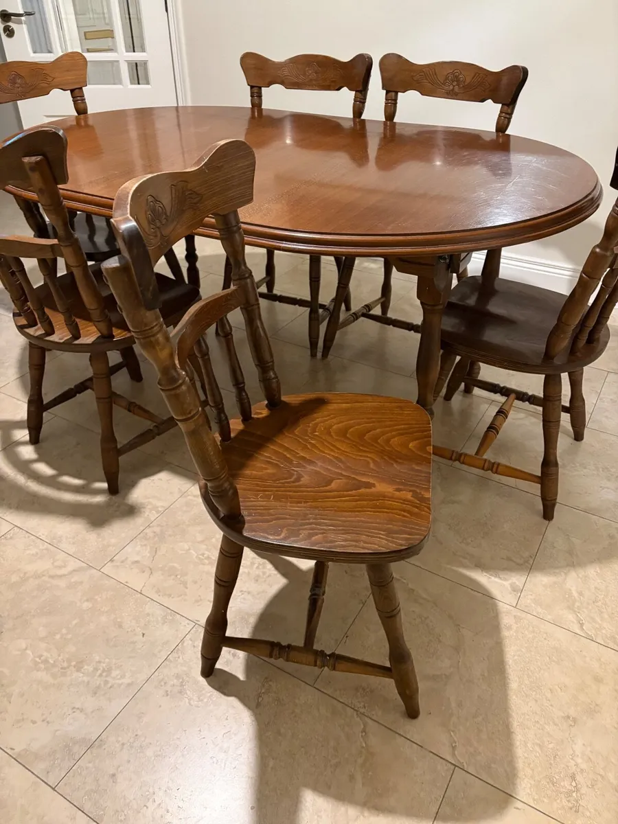 Solid Oak Dining Table and Chairs - Image 3