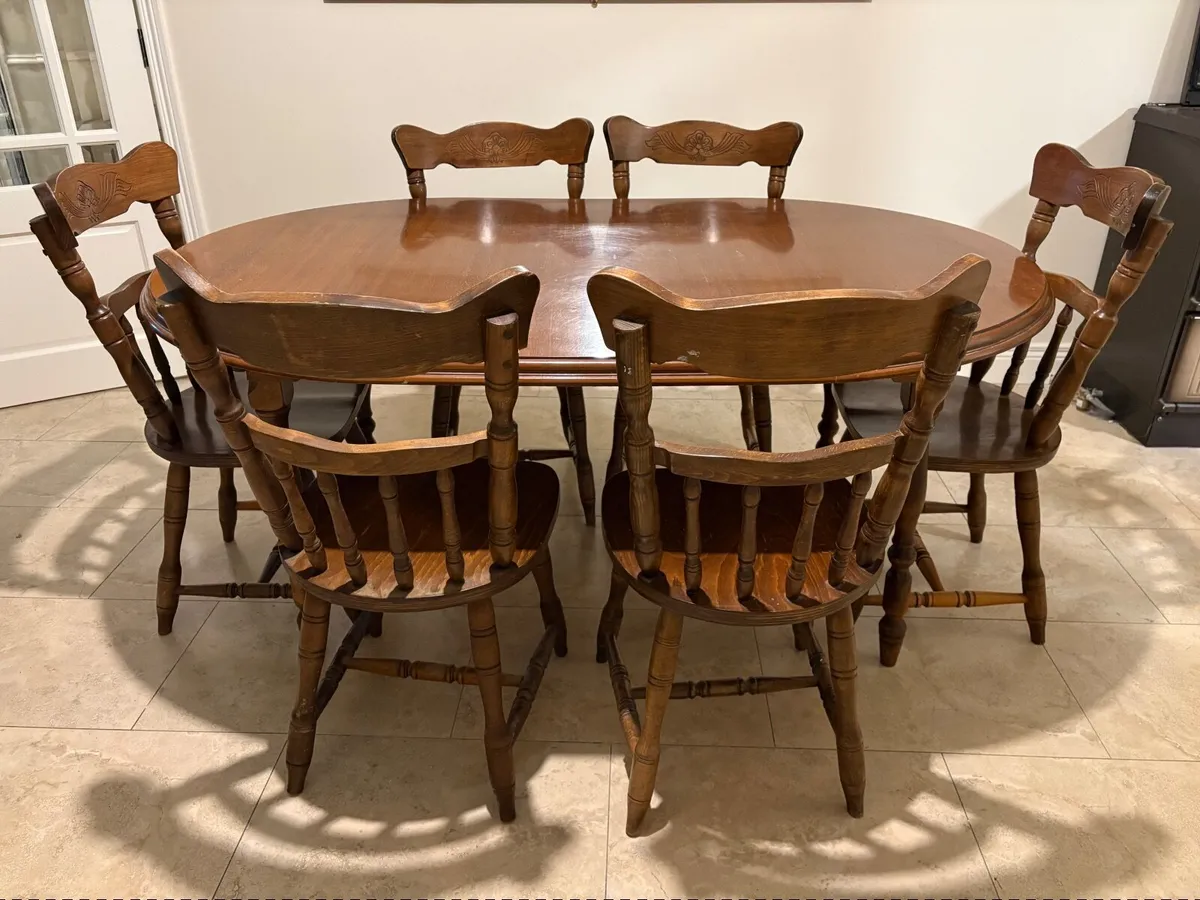 Solid Oak Dining Table and Chairs - Image 1