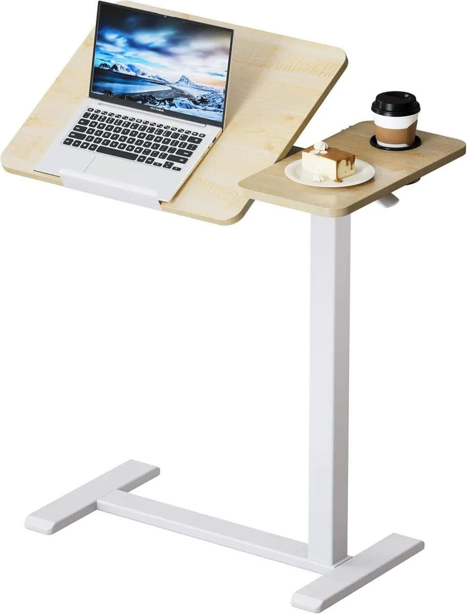 BZIUM Overbed Bedside Table with Hidden Wheels - Image 1