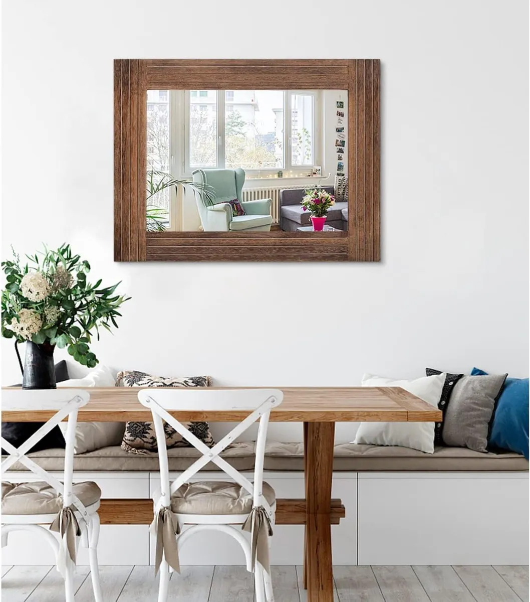 Rustic Mirror Wooden Rectangular Antique Wall - Image 3
