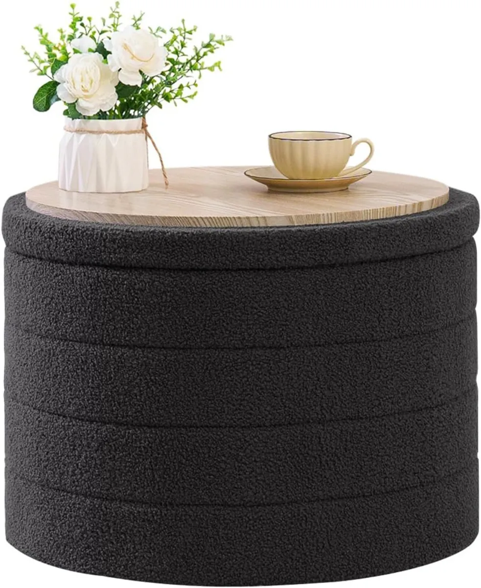 Extra Large Folding Round Ottoman with Storage - Image 1