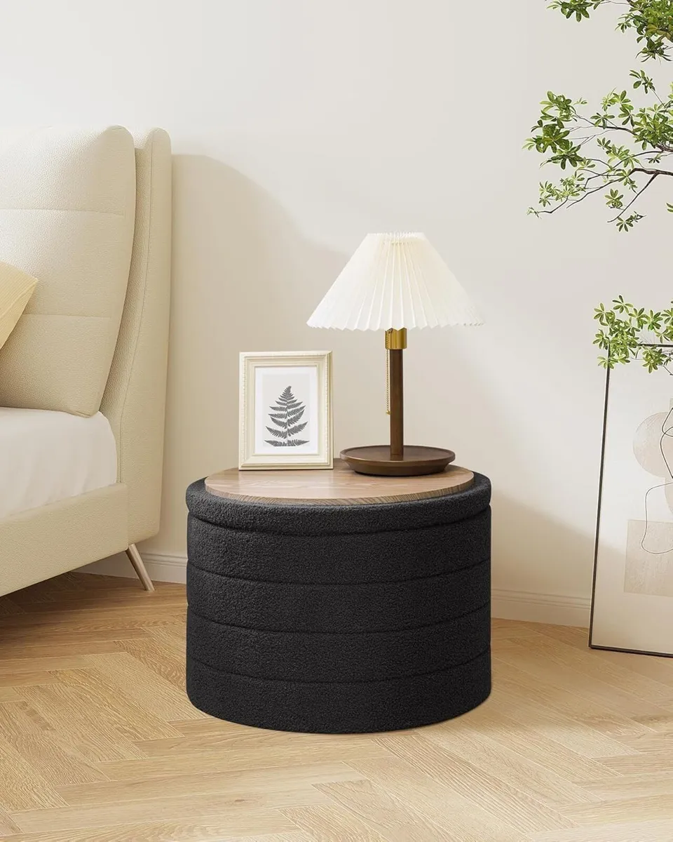 Extra Large Folding Round Ottoman with Storage - Image 2
