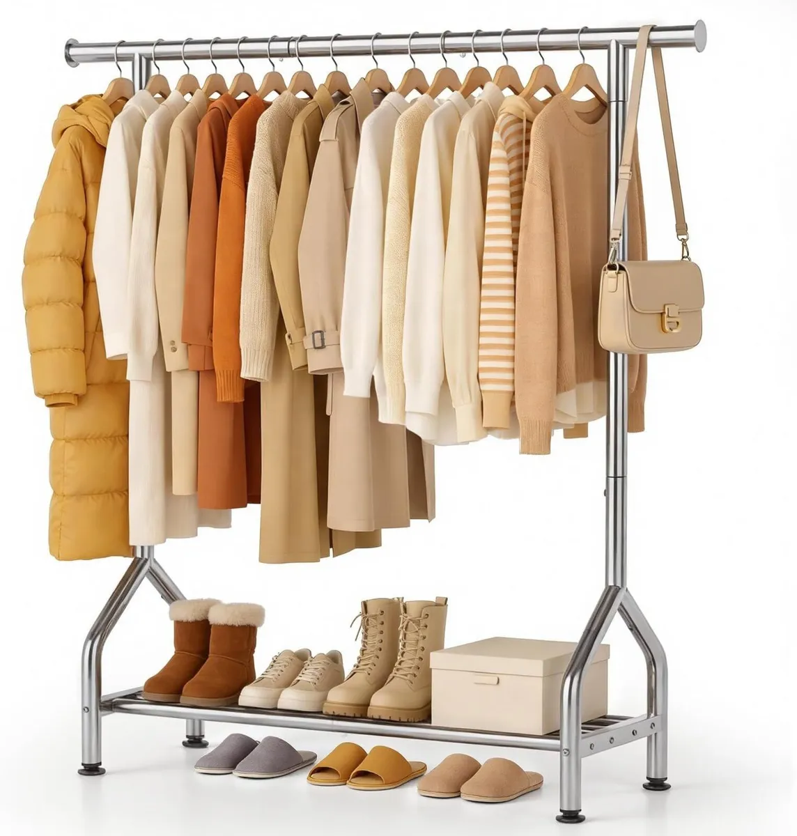 Metal Clothes Rail with Shelf for Hanging Sturdy - Image 1