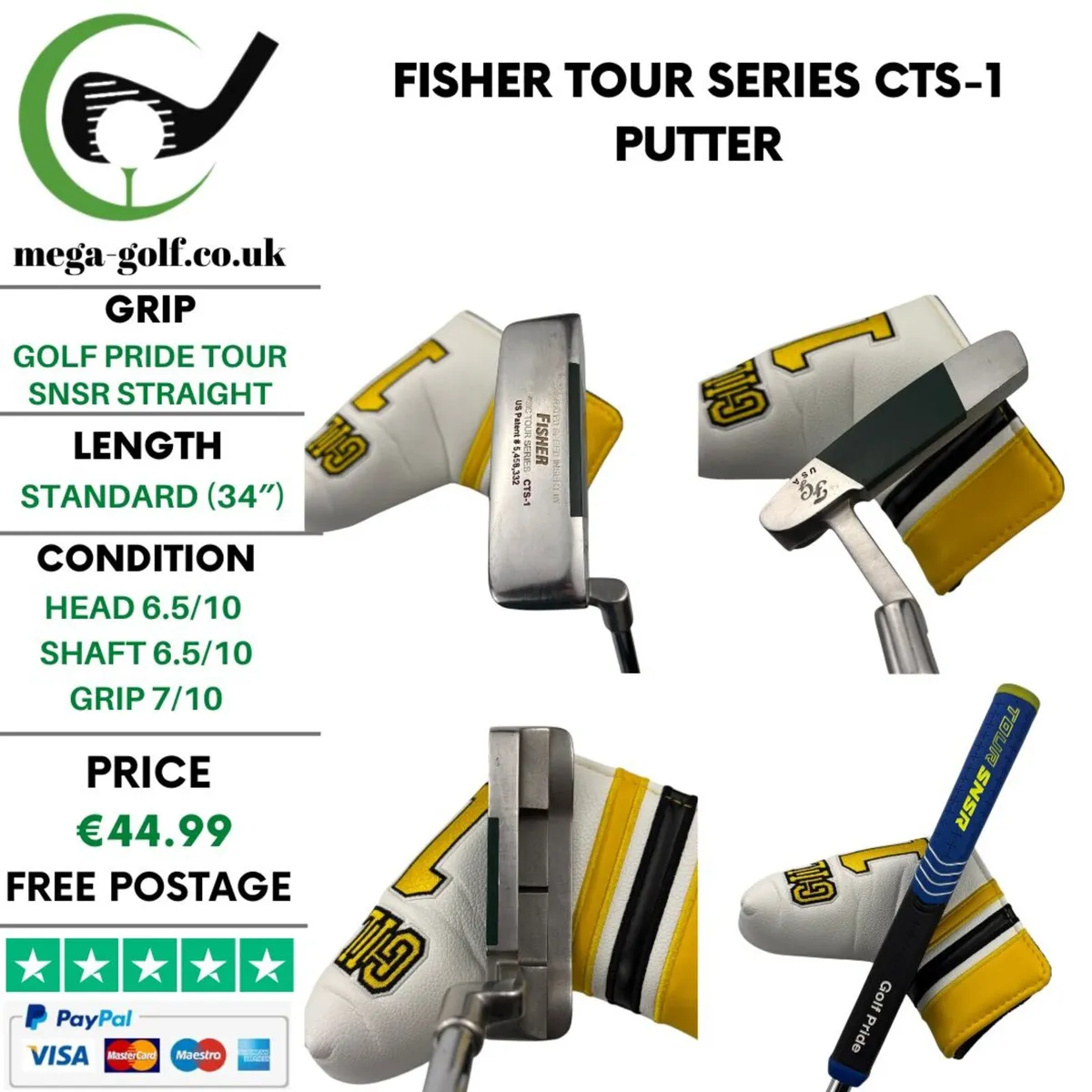 Fisher Tour Series CTS-1 Putter / 34″ - Image 1