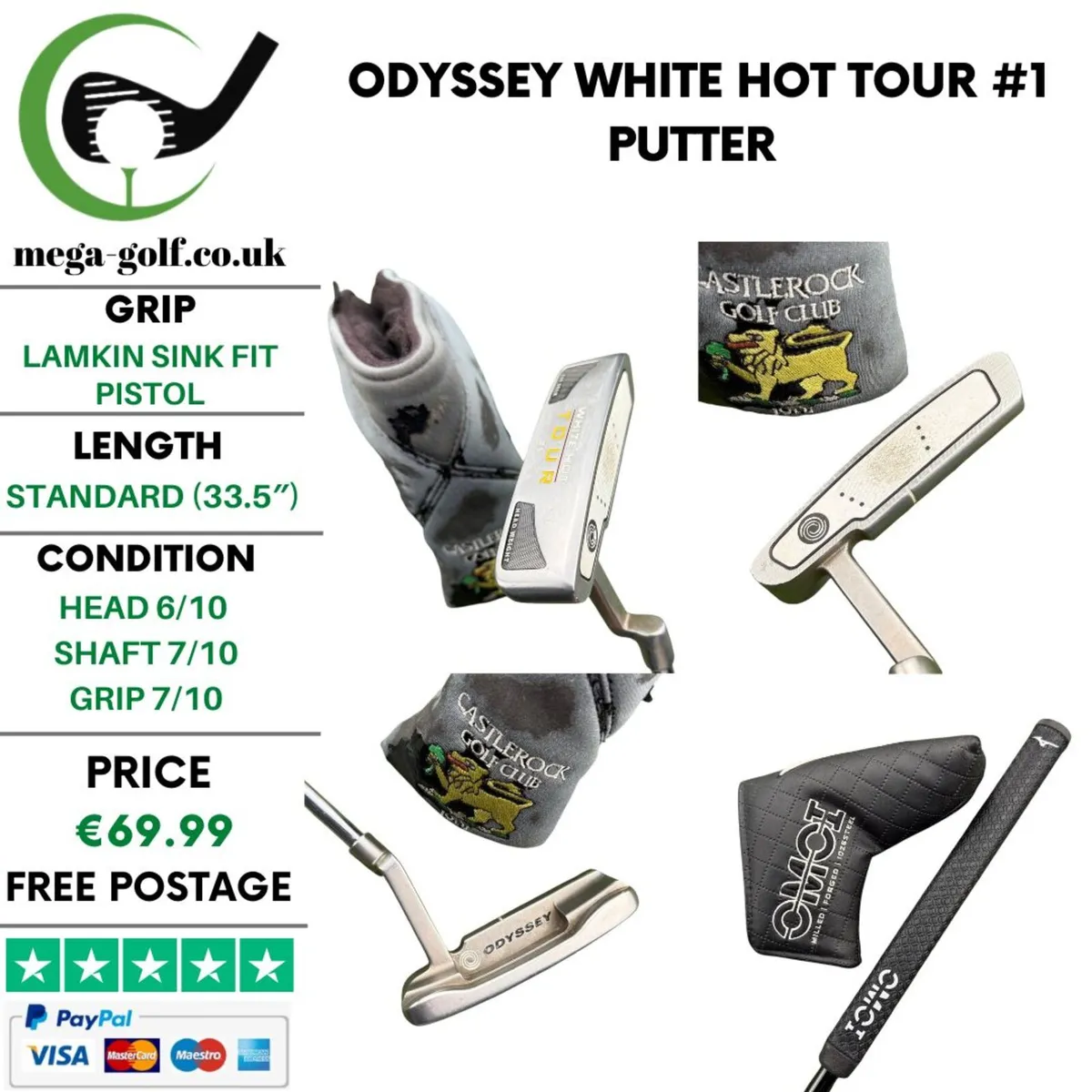 Odyssey White Hot Tour #1 Putter / 33.5″ - Image 1